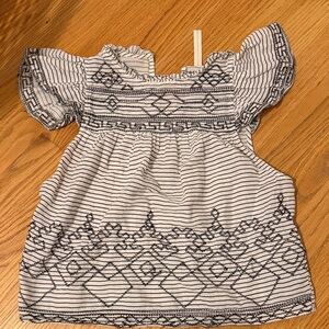 Anthropologie Black and White Embroidered Blouse